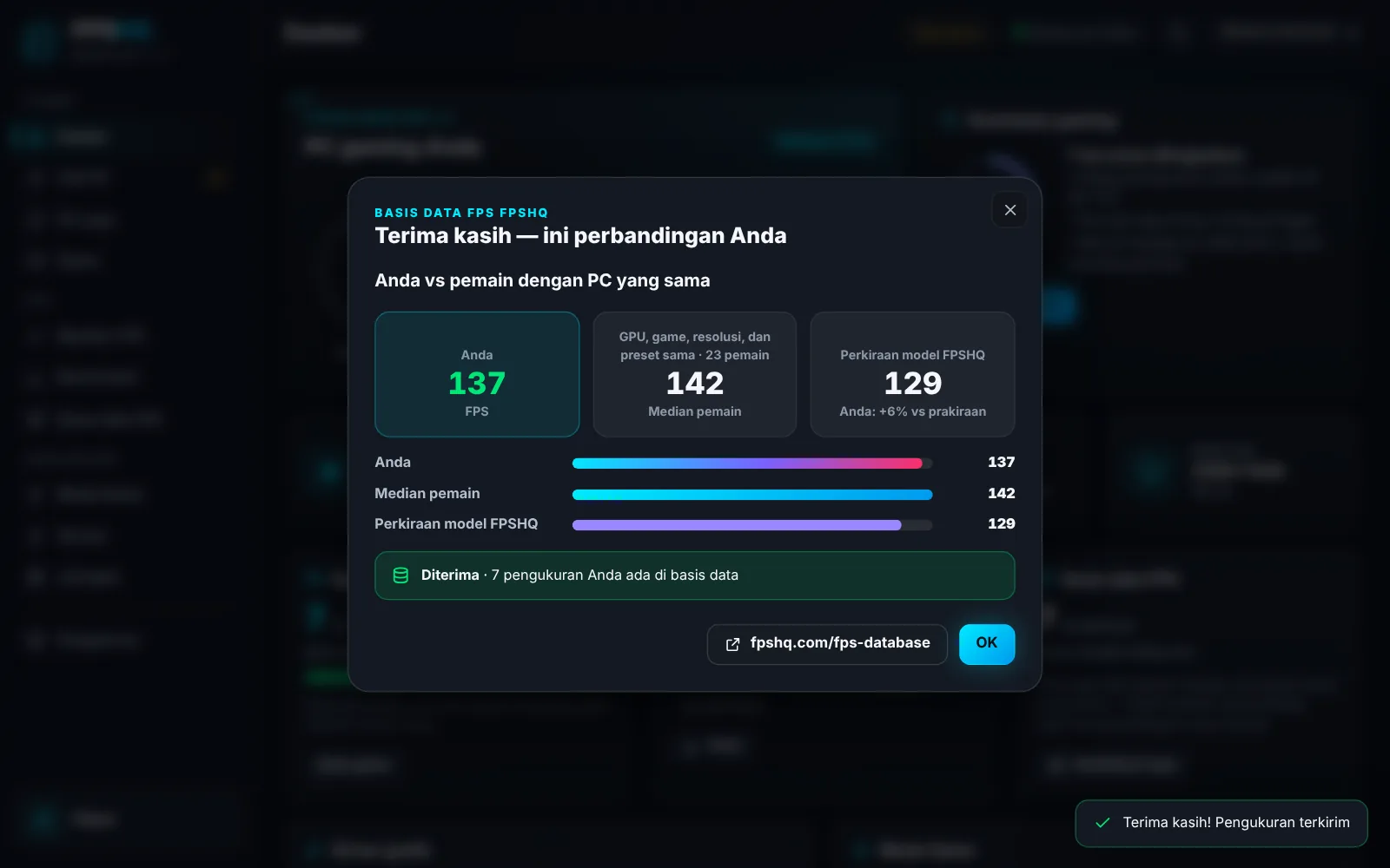 Anda vs pemain dengan PC yang sama — Tangkapan layar aplikasi dengan data demo